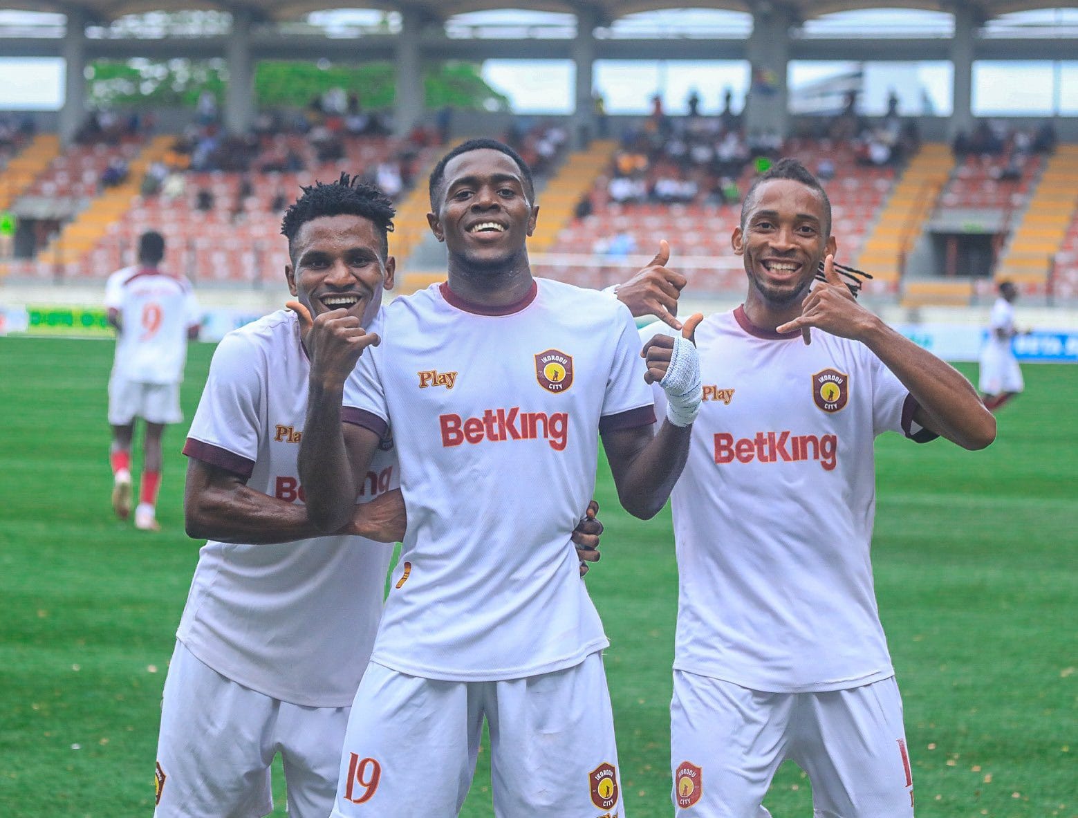 Ikorodu City players celebrate the win over Katsina United