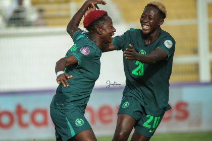Deborah Abiodun and Ijamulisi celebrates Nigeria's winning goal
