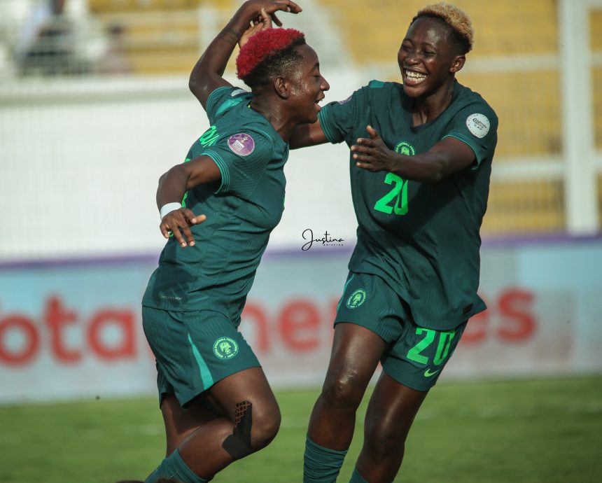 Deborah Abiodun and Ijamulisi celebrates Nigerias winning goal  trybalnews