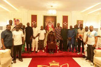 Olu of Warri with Ex Super Eagles players and Government functionaries