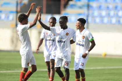 Ikorodu City players celebrate Joseph Arumala's goal against Wikki Tourists in the Nigeria Premier Football League