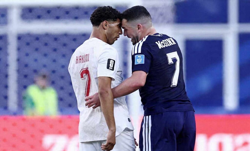 Achraf Hakimi and John McGinn Trybal News Hakimi and McGinn confront each other Morocco vs Scotland World Cup 2026 trybalnews