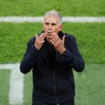 Ghana head coach Carlos Queiroz celebrates on the sideline after Caleb Yirenkyi scores the teams first goal during the FIFA World Cup 2026 Group L match vs Panama at Toronto Stadium Toronto Ontario  trybalnews