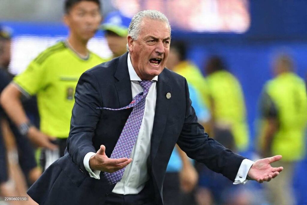 Paraguay head coach Gustavo Alfaro gestures angrily on the sideline during USA vs Paraguay 2026 World Cup Group D match at SoFi Stadium in Inglewood June 12 2026  trybalnews