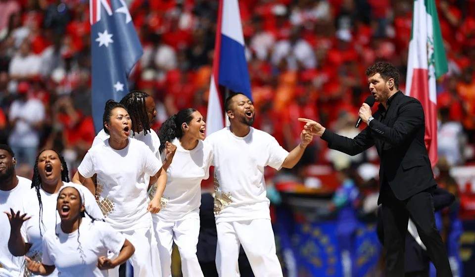 Singer Michael Buble performs at the FIFA World Cup Ceremony before the match between Canada v Bosnia  trybalnews