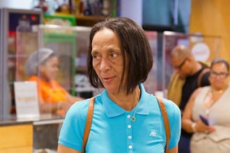 Ana Candida Evora, mother of Cabo Verde goalkeeper Vozinha, at Cesaria Evora International Airport in Sao Vicente before traveling to USA for World Cup 2026, June 17 2026.