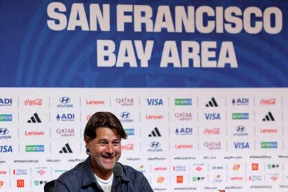 Mauricio Pochettino, Head Coach of the United States, speaks to the media following the FIFA World Cup 2026 Round of 32 match between USA and Bosnia and Herzegovina at San Francisco Bay Area Stadium on July 01, 2026 in Santa Clara, California. (Photo by Maja Hitij - FIFA/FIFA via Getty Images)