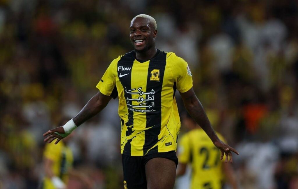 George Ilenikhena Trybal News George Ilenikhena of Al Ittihad celebrates after scoring the first goal during the Saudi Pro League match between Al Ittihad and Al Fayha at Alinma Stadium on September 8 2026 in Jeddah Saudi Arabia trybalnews