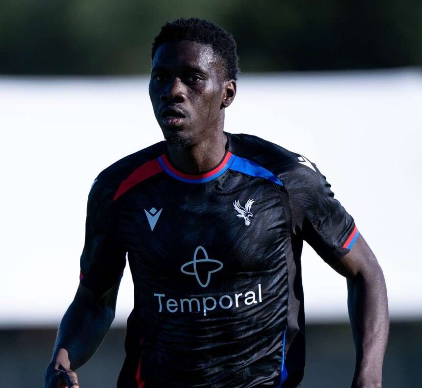 Crystal Palace forward Ismaïla Sarr runs during a pre season friendly match against Fulham wearing a black Crystal Palace kit with red and blue trim and Temporal sponsor Photo taken at Motspur Park in London England on August 7 2026  trybalnews