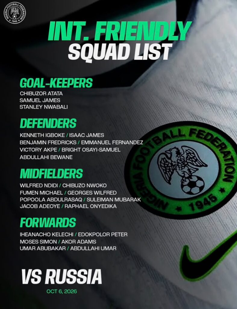 Super Eagles List Trybal News trybalnews