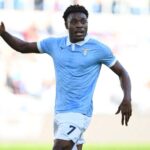 Nigerian midfielder Oluwafisayo Faruq Dele-Bashiru of SS Lazio gestures during the Serie A match against AC Monza at the Stadio Olimpico in Rome